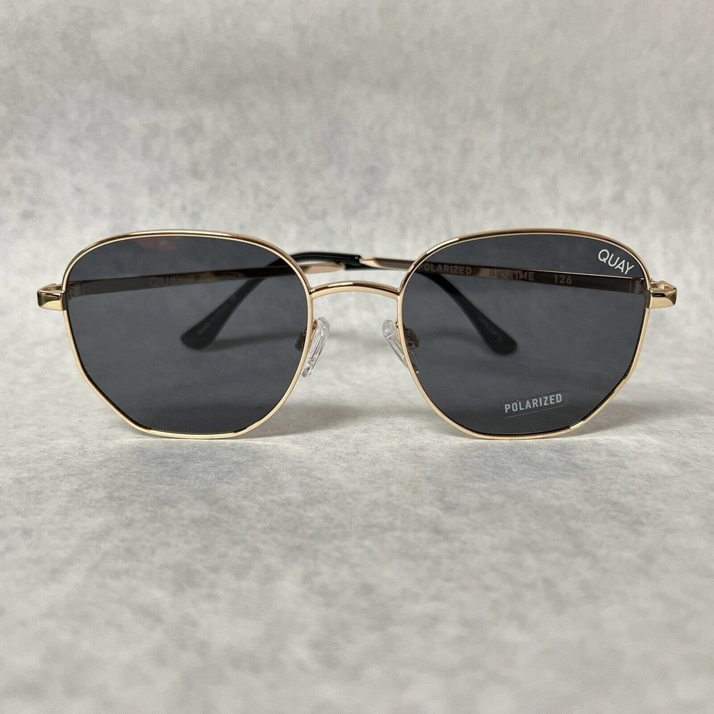 Quay x Love Island Big Time Round Sunglasses Gold Smoke Polarized Lightweight - Picture 5 of 8